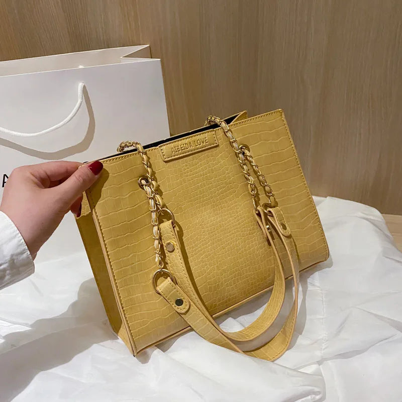 2 PC Set Leather Totes Bags Large Shoulder Bag Chain Crossbody Packs
