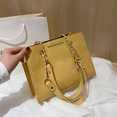 2 PC Set Leather Totes Bags Large Shoulder Bag Chain Crossbody Packs
