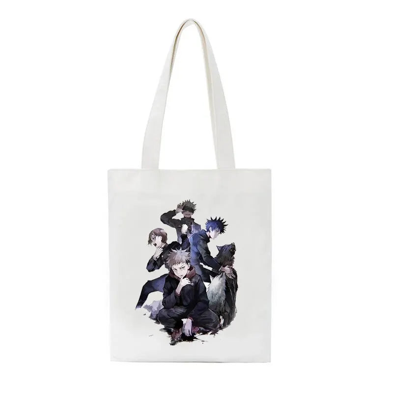 Jujutsu Kaisen Canvas Women Shoulder Bag Anime Ins Harajuku Vintage Shopper