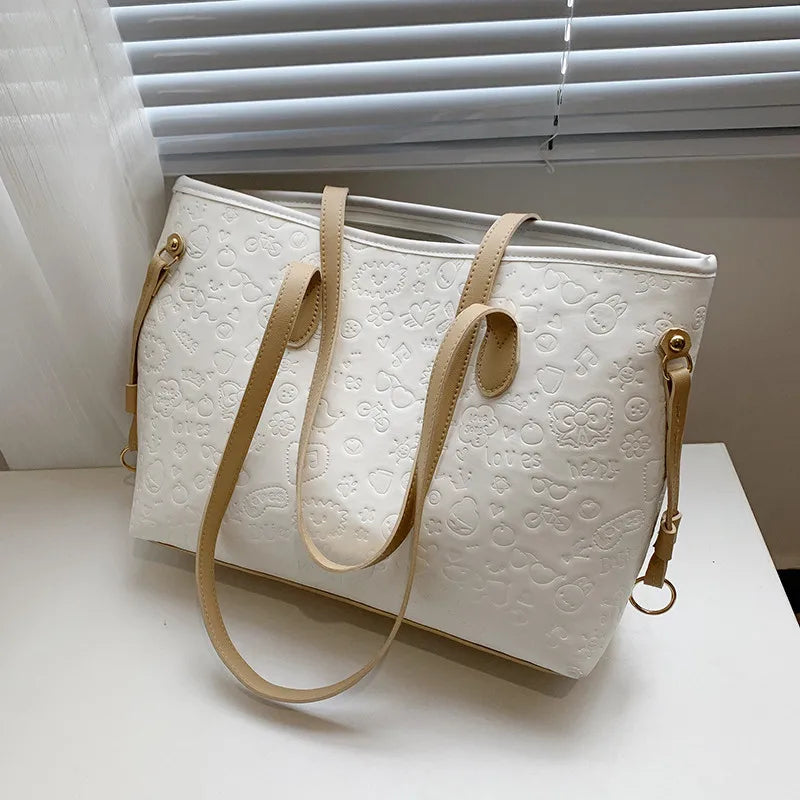 Women Bag Korea Japan Large Capacity Shoulder Bag Female PU Underarm Tote Handba