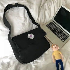 Canvas Bucket Bag Soft Zipper Crossbody Girls Handbag
