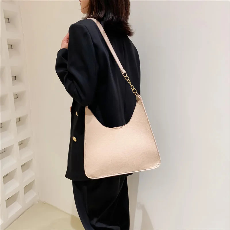 Retro Felt Chain Armpit Bag Women's Shoulder Bag Handbags