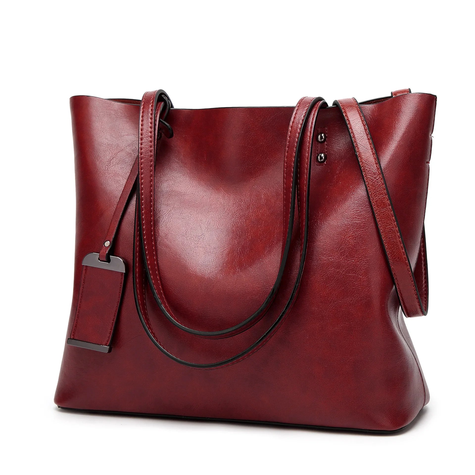 Large Bucket Bag Casual Shoulder Tote PU Leather Handbag