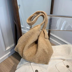 Plush Cloth Tote Messenger Crossbody Shoulder Bag