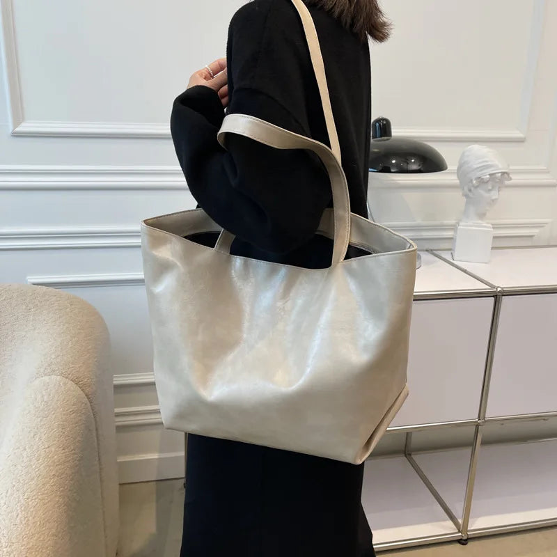Large Capacity Women Tote Bag Texture Handbag Casual Porta