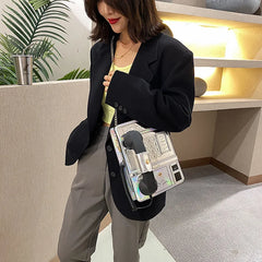 Women Laser Simulation Public Telephone Shoulder Bag