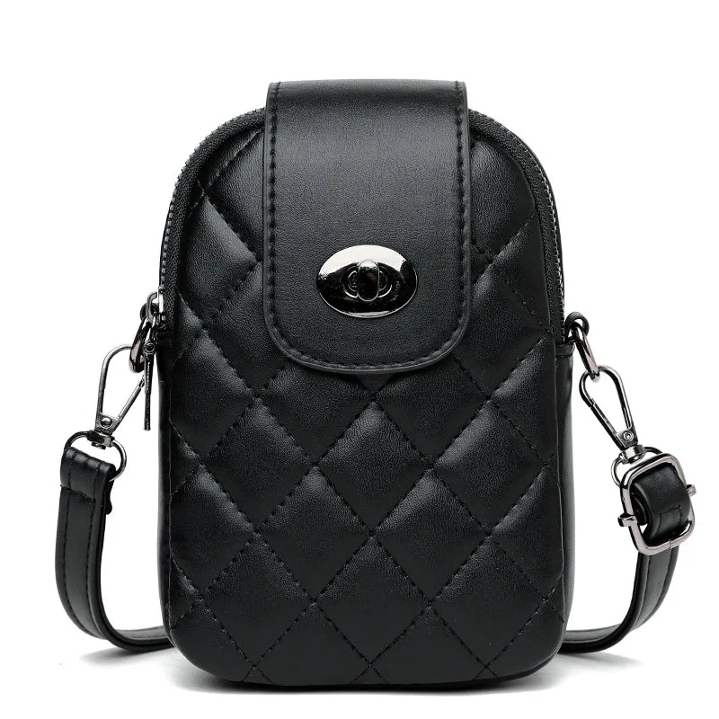 Lozenge Pattern Shoulder Small Flap Crossbody Messenger Bag