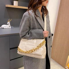 Women Chain Handbag High Soft Leather Shoulder Bag Casual Large Tote Sac