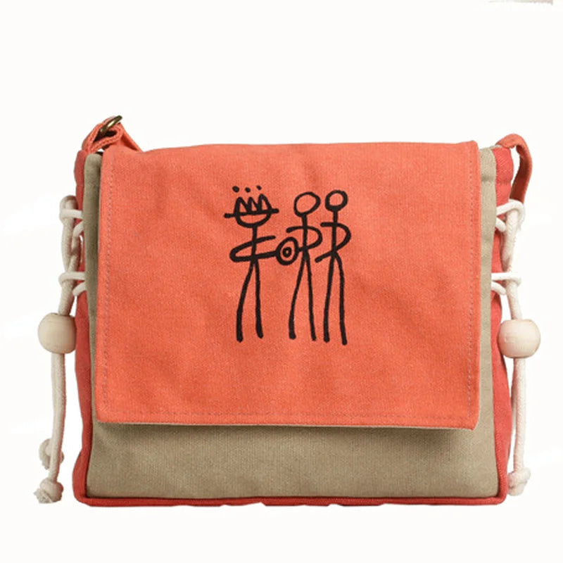 Ethnic Jute Bag with Wood Bead Tassel - Small Shoulder Bag