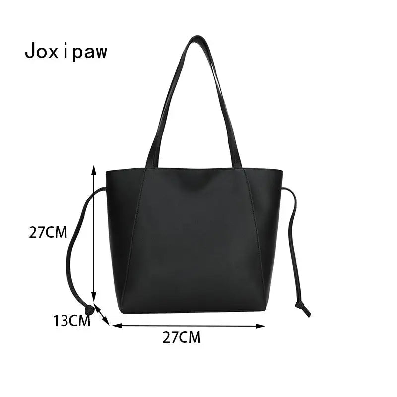 Vintage Solid PU Leather Bow Shoulder Bag for Women
