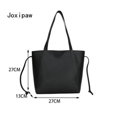 Vintage Solid PU Leather Bow Shoulder Bag for Women