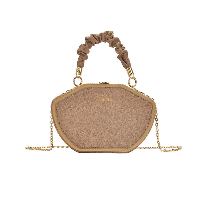 Women Bag Retro Chain Shoulder Crossbody Personality Solid PU Handbag