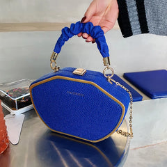 Women Bag Retro Chain Shoulder Crossbody Personality Solid PU Handbag