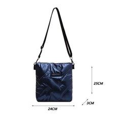 Women Winter Cross Body Shoulder Bag Cotton Padded Solid Messenger Bags