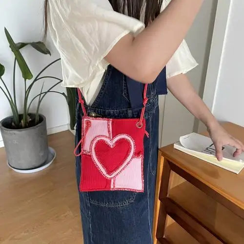 Sweet Heart Square Shoulder Bag Crossbody Mini Bag
