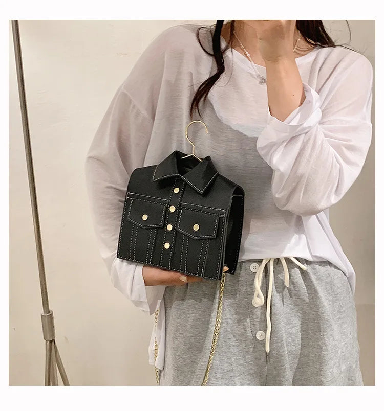 Women Bag PU Flap Shoulder Bag Chains Clothes Shaped Crossbody Bags Funny Purse