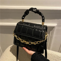 Women Chain Crossbody Bag PU Leather Messenger Clutch Bag
