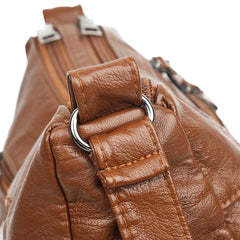 Retro Middle-aged Lady Shoulder Bag Soft PU Leather Messenger Crossbody Handbag