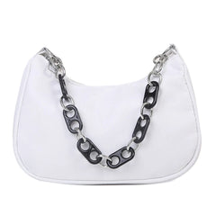 Nylon Armpit Shoulder Purse Canvas Small Shoulder Bag Chains Clutch