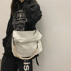 Nylon Square Casual Shoulder Bag Handbag Crossbody Unisex Dark Style