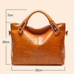 Women Bag Oil Wax Leather Handbags High Shoulder Bags Retro Ladies Handbags