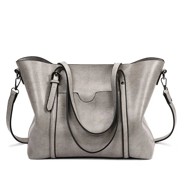 Oil Wax Leather Women's Handbag with Purse Pocket
