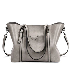 Oil Wax Leather Women's Handbag with Purse Pocket