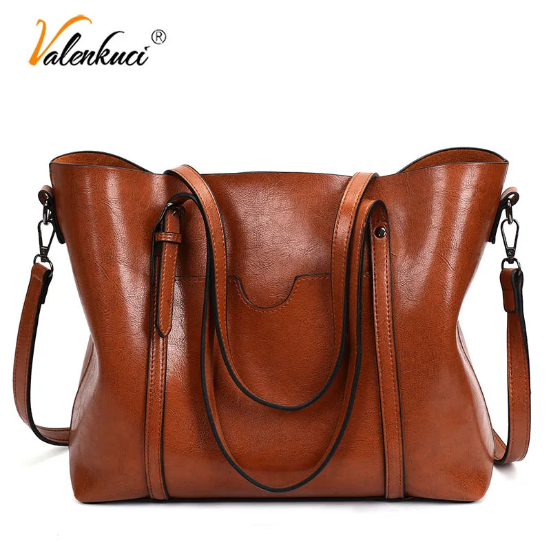 Women's Leather Handbag with Multiple Pockets