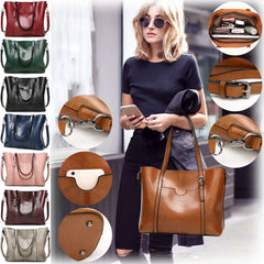 Women's Leather Handbag with Multiple Pockets