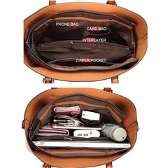 Women's Leather Handbag with Multiple Pockets
