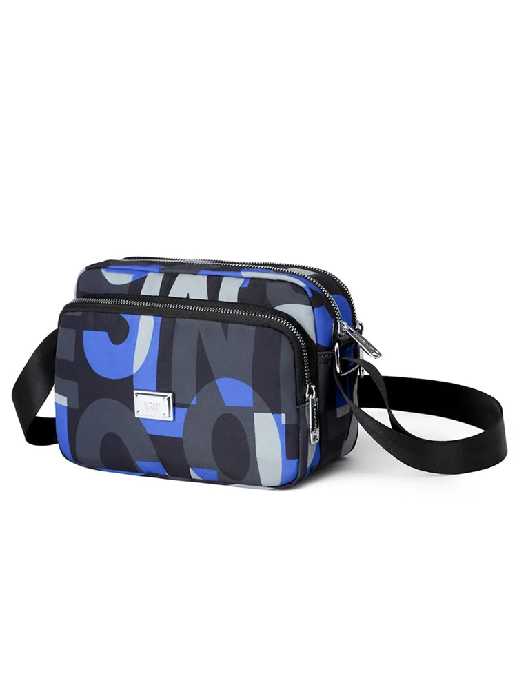 Women Oxford Crossbody Bag Letter Pattern Shoulder Messenger Pack