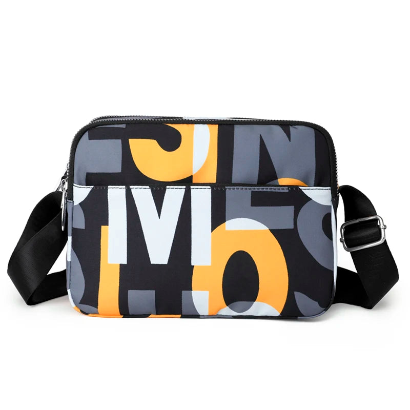 Women Oxford Crossbody Bag Letter Pattern Shoulder Messenger Pack