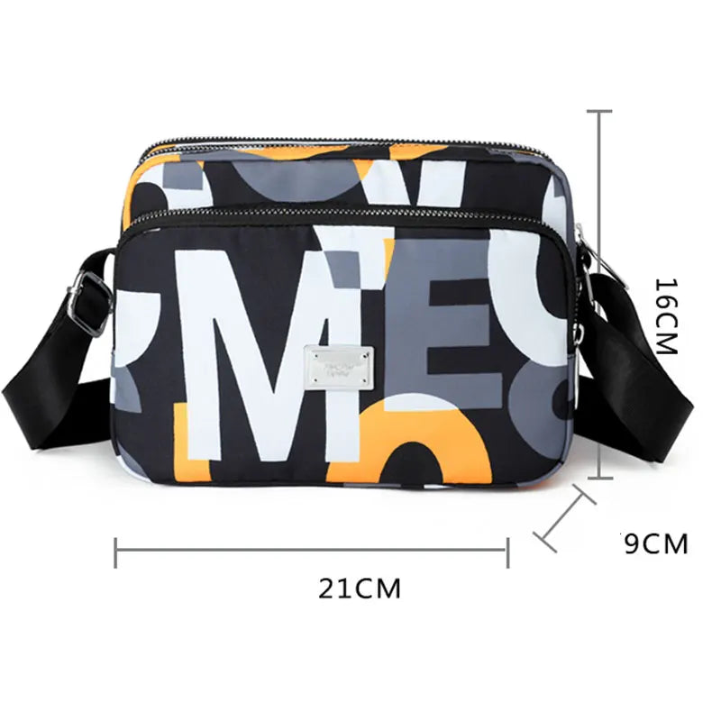 Women Oxford Crossbody Bag Letter Pattern Shoulder Messenger Pack