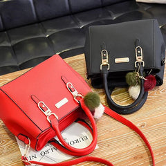 Women Bag PU Leather Handbag Crossbody Shoulder Tote Shell Sac Femme Fur Ball