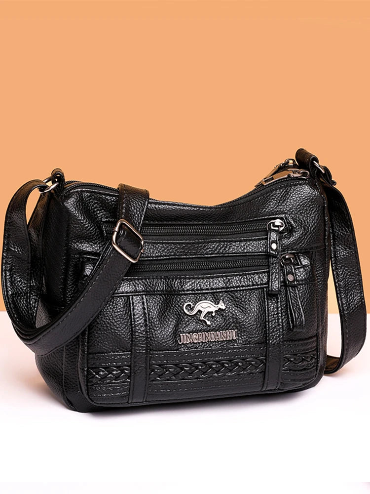 Vintage PU Leather Messenger Bag Large Capacity Casual Handbag