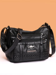 Vintage PU Leather Messenger Bag Large Capacity Casual Handbag
