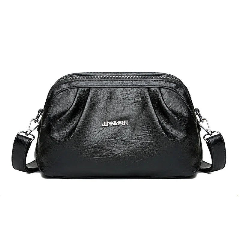 Vintage Soft Crossbody Bag Multi-layer Casual Messenger Bag