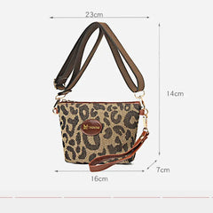 Leopard Print Crossbody Shoulder Bag Retro Messenger Large Capacity Handbag