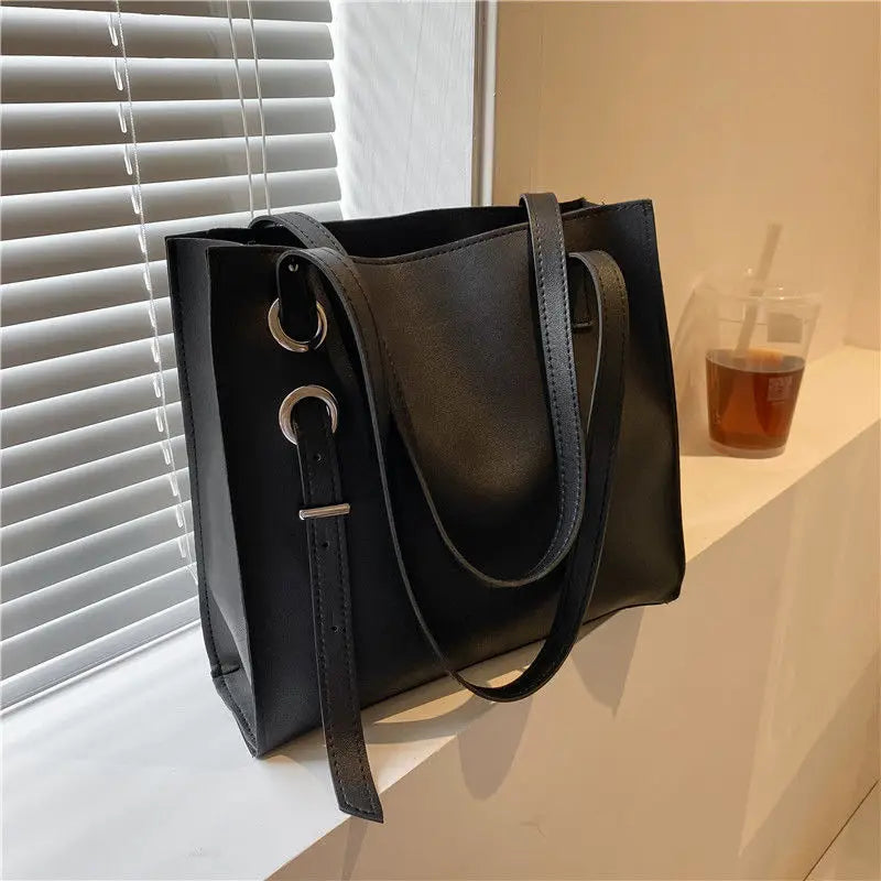 Women Shoulder Bag Tote Handbag Retro PU Leather Zipper