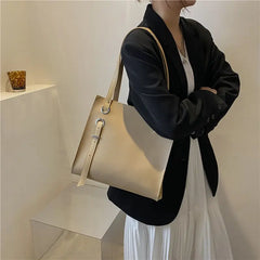 Women Shoulder Bag Tote Handbag Retro PU Leather Zipper