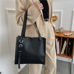 Women Shoulder Bag Tote Handbag Retro PU Leather Zipper