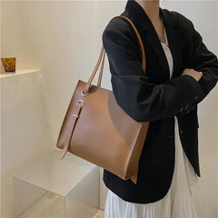 Women Shoulder Bag Tote Handbag Retro PU Leather Zipper