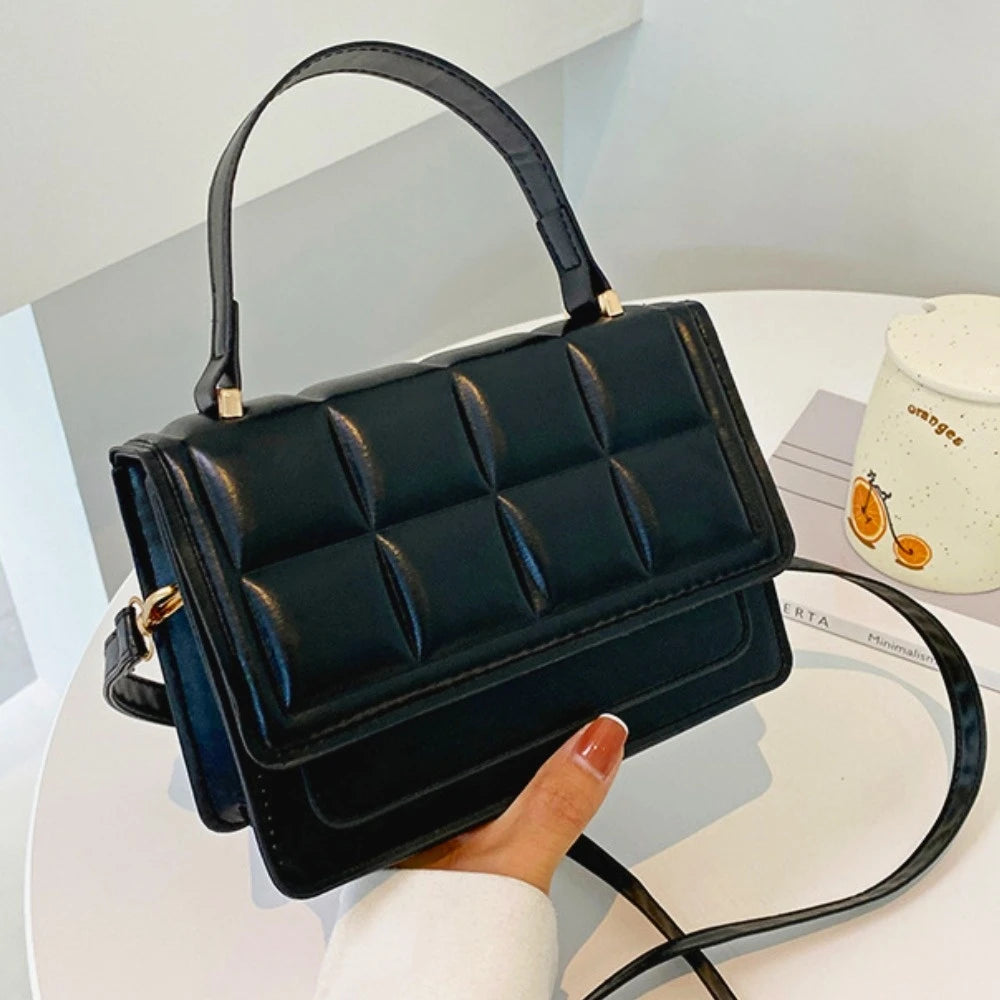 Small Leather Square Shoulder Bag Messenger Crossbody Bag
