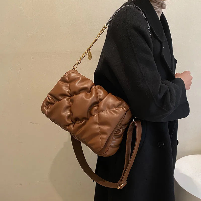 Soft Cotton Pillow Shape Shopper Shoulder Bag for Women