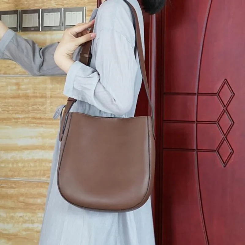 Women Leather Shoulder Bag Big Tote Top-handle Handbag