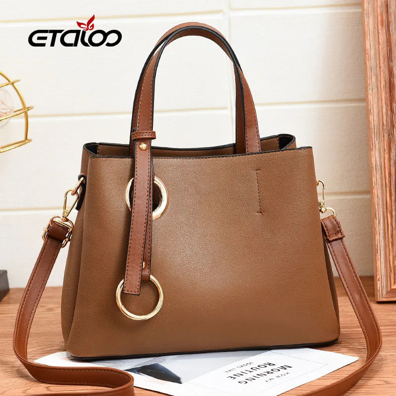 Vintage Casual Tote Women Messenger Bag PU Leather