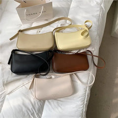 Vintage Leather Armpit Shoulder Pouch Solid Shoulder Bags for Women