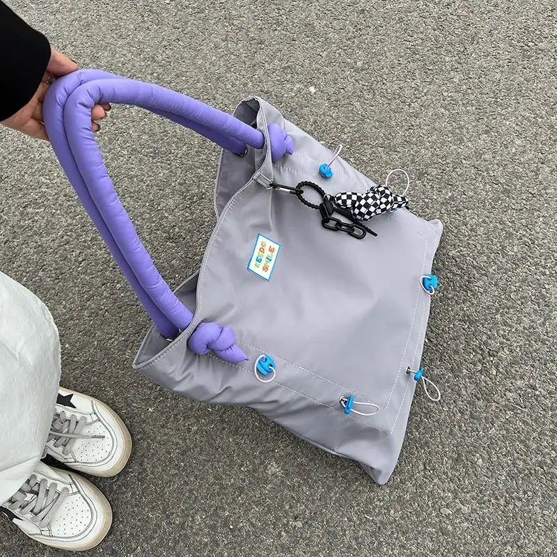 Y2K Spring Sweet Nylon Casual Zipper Shoulder Bag Handbag