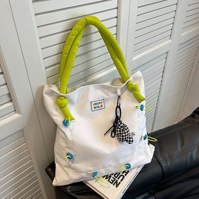 Y2K Spring Sweet Nylon Casual Zipper Shoulder Bag Handbag