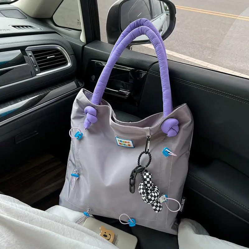 Y2K Spring Sweet Nylon Casual Zipper Shoulder Bag Handbag